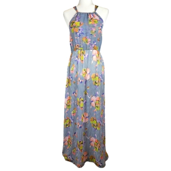Patterson J. Kincaid Dresses & Skirts - Striped Multicolor Blue Maxi Dress
